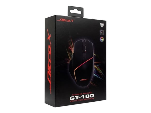 Nitrox GT-100 RGB - Mus - ergonomisk - optisk - 7 knapper - kablet - USB 2.0 - løsvekt