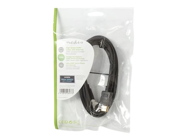 Nedis - HDMI-kabel med Ethernet - HDMI hann til 19 pin mini HDMI Type C hann - 1.5 m - svart - rund
