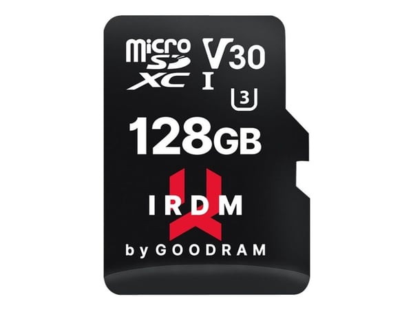 GOODRAM IRDM - Flashminnekort (microSDXC til SD-adapter inkludert) - 128 GB - Video Class V30 / UHS-I U3 - microSDXC UHS-I