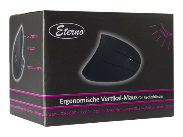 Inter-Tech Eterno KM-206WR - Vertikal - vertikal mus - ergonomisk - høyrehendt - optisk - 6 knapper - kablet - USB 2.0 - løsvekt