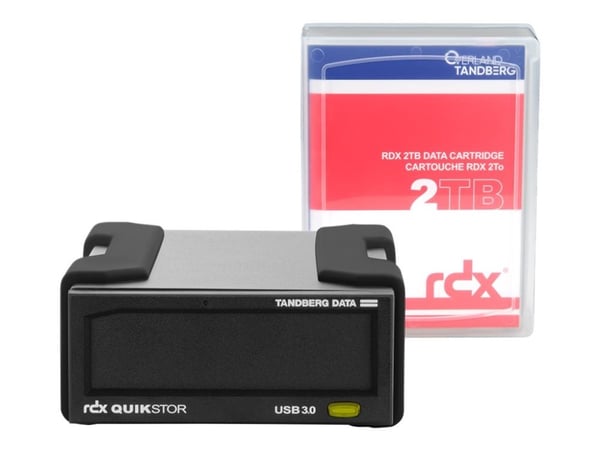 Overland Tandberg RDX QuikStor - Disk drev - RDX-kasetti - SuperSpeed USB 3.0 - ekstern - med 2 TB kassettea