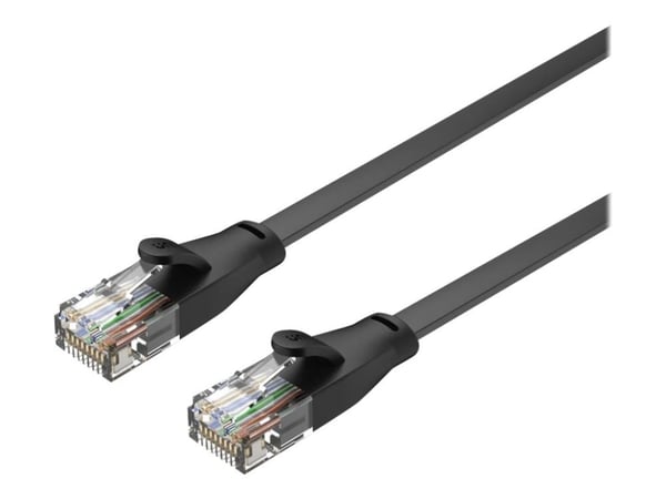Unitek - Nettverkskabel - RJ-45 (hann) til RJ-45 (hann) - UTP - CAT 6 - formstøpt, uten hindringer, flat - svart