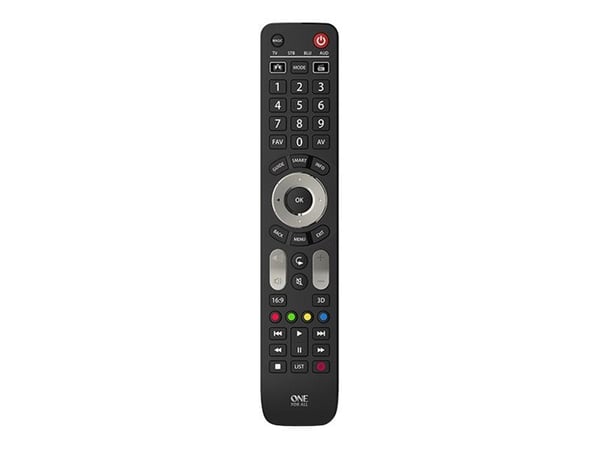 One For All Advanced Evolve 4 -kaukosäädin, TV, TV-digisovitin, DVD/Blu-ray, IR Langaton, Painikkeiden painaminen, Musta