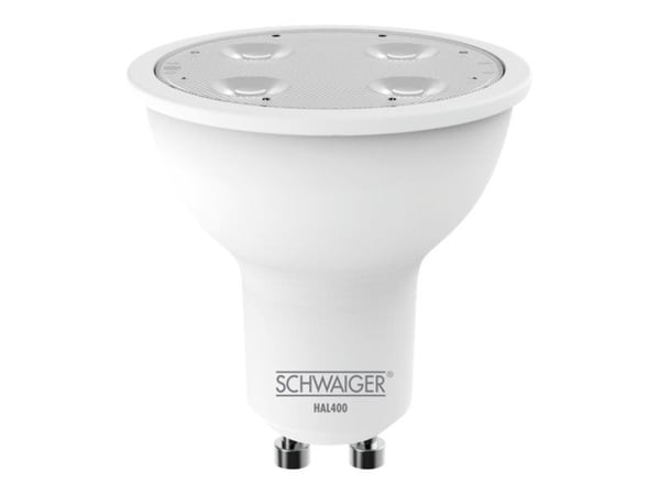 Schwaiger HAL400 - LED-lyspære - GU10 - 4.8 W (ekvivalent 50 W) - klasse A+ - varmt hvitt lys - 2700 K - hvit