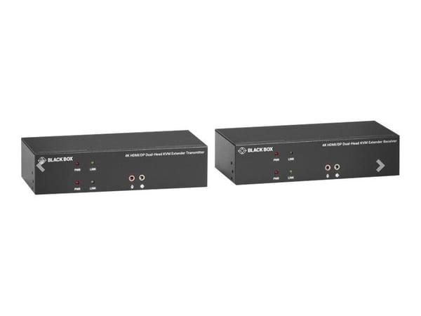 Black Box KVX Series KVM Extender over CATx - 4K, Dual-Head, HDMI/DisplayPort, USB 2.0, Serial, Audio, Local Video - Förlängare för tangentbord/vid...