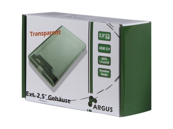Inter-Tech Argus GD-25000 - Drevkabinett - 2.5" - SATA 6Gb/s - USB 3.0 - gjennomsiktig