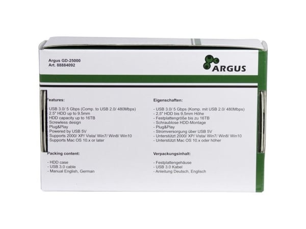 Inter-Tech Argus GD-25000 - Drevkabinett - 2.5" - SATA 6Gb/s - USB 3.0 - gjennomsiktig