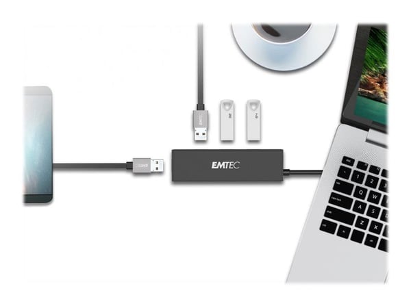EMTEC Ultra Slim USB3.1 4-Port Hub T620A - Hub - 4 x USB 3.1 Gen 1 - stasjonær