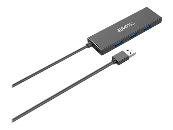 EMTEC Ultra Slim USB3.1 4-Port Hub T620A - Hub - 4 x USB 3.1 Gen 1 - stasjonær