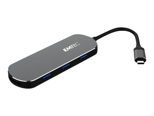EMTEC HUB 6-in-1 Type-C T650C - Keskitin - 3 x USB 3.1 Gen 1 + 1 x USB-C (tehonsiirto) - pöytätietokoneet