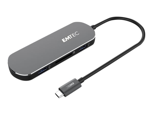 EMTEC HUB 6-in-1 Type-C T650C - Keskitin - 3 x USB 3.1 Gen 1 + 1 x USB-C (tehonsiirto) - pöytätietokoneet