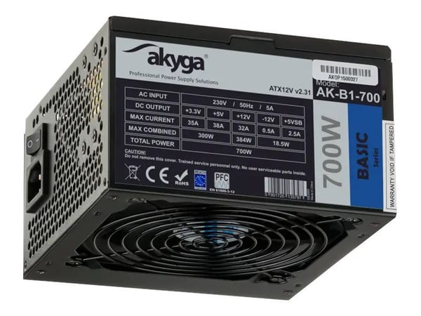 Akyga Basic Series AK-B1-700BE - Strømforsyning (intern) - ATX12V 2.31 - AC 230 V - 700 watt - PFC - svart