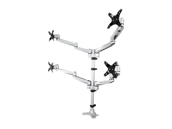 Startech Desk Mount Quad Monitor Arm, Premium Articulating VESA 4 Monitor Mount 2x2 up to 27", Ergonomic Height Adjustable Pole Mount, Tilt/Swivel/...