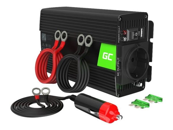 Green Cell INV03DE - DC til AC inverter - DC 12 V - 500 Watt - Europa - sort