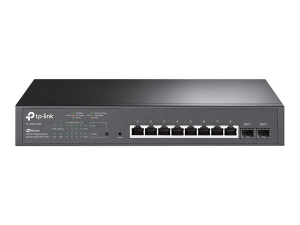 TP-Link JetStream TL-SG2210MP - Switch - smart - 8 x 10/100/1000 (PoE+) + 2 x SFP - rackmonterbar - PoE+ (150 W)