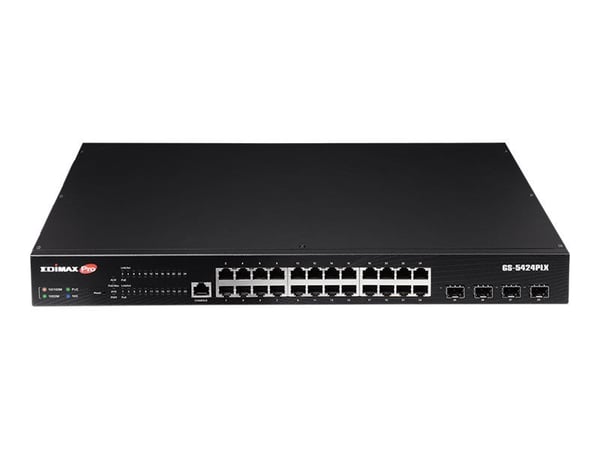 Edimax Pro GS-5424PLX - Switch - smart - 24 x 10/100/1000 (PoE+) + 4 x 10 Gigabit SFP+ (opplenke) - rackmonterbar - PoE+ (400 W)