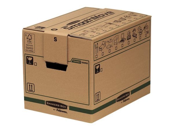 Bankers Box SmoothMove FastFold Small - Postboks - 32.7 cm x 42.9 cm x 31 cm - klaffer som stappess inn - brun - pakke av 5