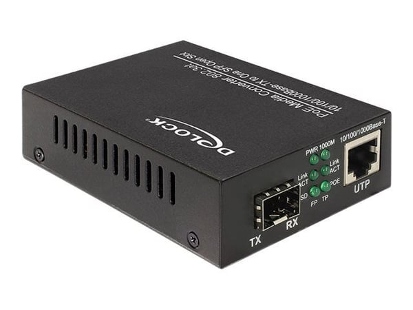 Delock Gigabit Ethernet Media Converter - Fibermedieomformer - 1GbE - 10Base-T, 100Base-TX, 1000Base-T, 1000Base-X - SFP (mini-GBIC) / RJ-45