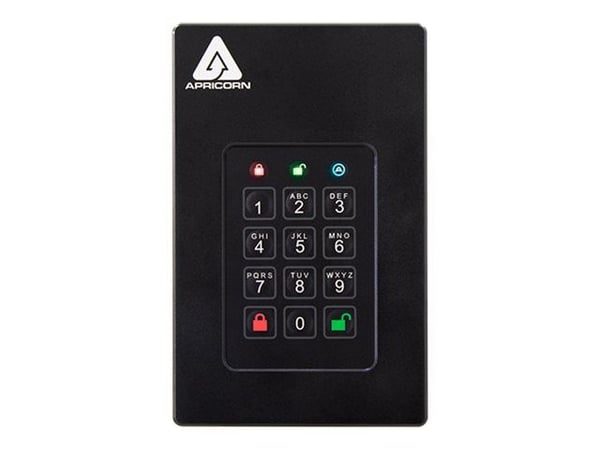 Apricorn Aegis Fortress L3 - Harddisk - kryptert - 2 TB - ekstern (bærbar) - USB 3.1 - buffer: 8 MB - 256-bit AES-XTS, FIPS 140-1 Level 3 - TAA-sam...