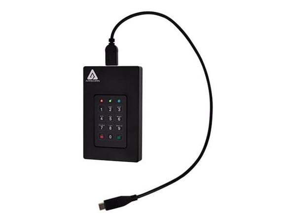 Apricorn Aegis Fortress L3 - Harddisk - kryptert - 2 TB - ekstern (bærbar) - USB 3.1 - buffer: 8 MB - 256-bit AES-XTS, FIPS 140-1 Level 3 - TAA-sam...