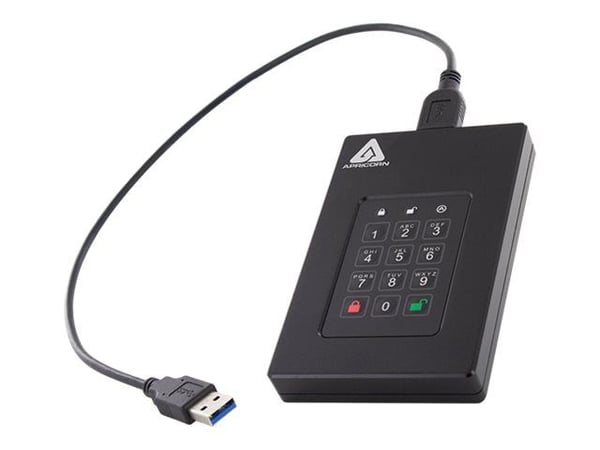 Apricorn Aegis Fortress L3 - Harddisk - kryptert - 2 TB - ekstern (bærbar) - USB 3.1 - buffer: 8 MB - 256-bit AES-XTS, FIPS 140-1 Level 3 - TAA-sam...