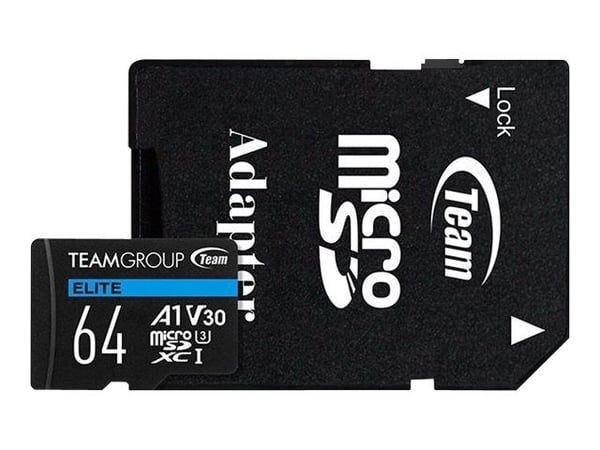 Team Group ELITE, 64 GB, MicroSD, Luokka 3, UHS-I, 90 MB/s, 45 MB/s