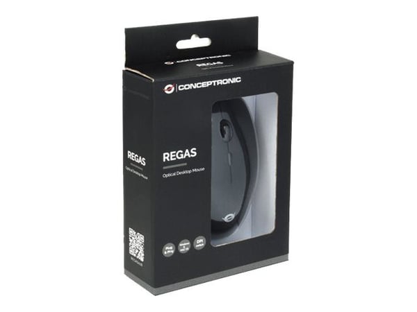 Conceptronic REGAS E4 - Mus - høyre- og venstrehåndet - optisk - 4 knapper - kablet - USB - svart