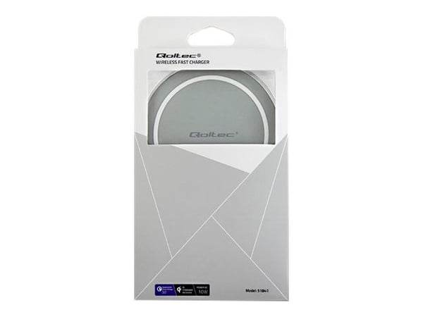 Qoltec RING - Trådløs ladepute - 10 watt - 1.2 A - QC 3.0 - grå