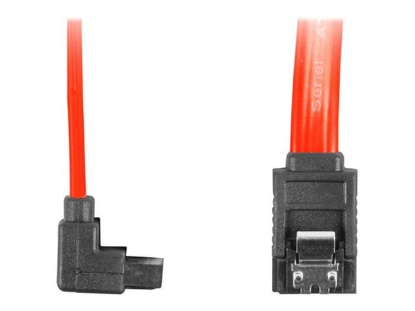 Lanberg - SATA-kabel - Serial ATA 150/300 - SATA (hunn) vinklet, låst til SATA (hunn) rett, låst - 30 cm - rød