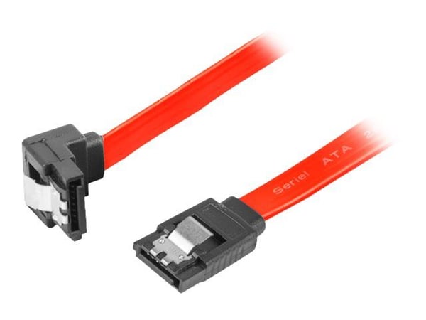 Lanberg - SATA-kabel - Serial ATA 150/300 - SATA (hunn) vinklet, låst til SATA (hunn) rett, låst - 30 cm - rød