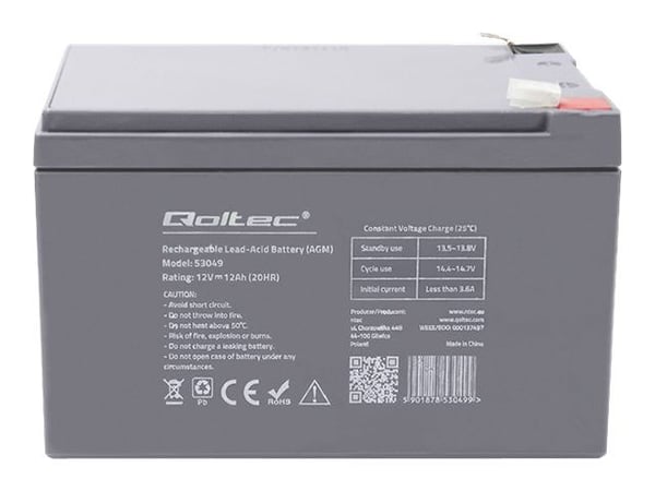 Qoltec 53049 - UPS-batteri - 1 x batteri - blysyre - 12 Ah