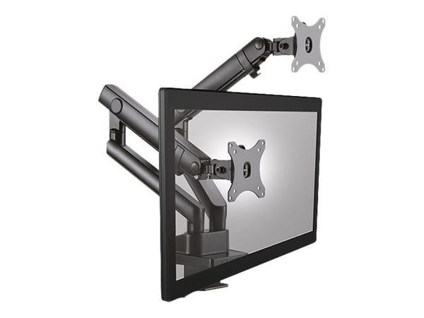 ICY BOX IB-MS314-T - Monteringssett - justerbare dobbeltarmer - for 2 skjermer - svart - skjermstørrelse: inntil 32" - skrivebordsmonterbar