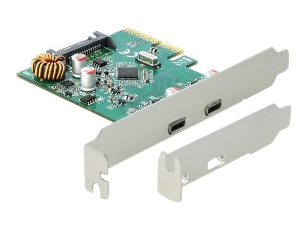 Delock PCI Express x4 Card to 2 x external SuperSpeed USB 10 Gbps (USB 3.1 Gen 2) USB Type-C female - USB-adapter - PCIe 3.0 x4 lav profil - USB-C ...
