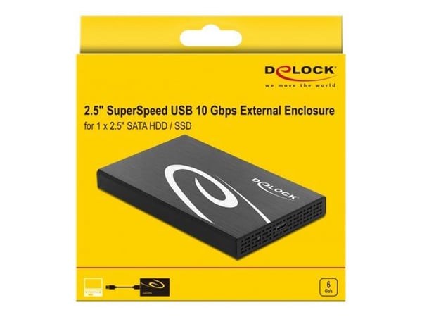 Delock External Enclosure for 2.5" SATA HDD / SSD with SuperSpeed USB 10 Gbps (USB 3.1 Gen 2) - Drevkabinett - 2.5" - SATA 6Gb/s - USB 3.1 (Gen 2) ...