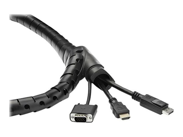 StarTech.com 2.5m (8.2ft) Cable Management Sleeve - Spiral - 1" (25mm) Diameter - W/ Cable Loading Tool - Black (CMSCOILED2) - Set med kabelfodral ...
