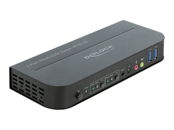 Delock HDMI KVM Switch 4K 60 Hz with USB 3.0 and Audio - KVM / lyd / USB-svitsj - 2 x KVM/lyd/USB - 1 lokalbruker - stasjonær