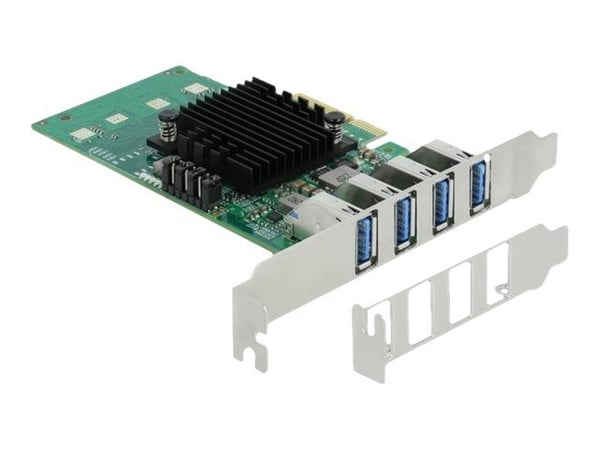 Delock PCI Express x4 Card to 4 x external USB 3.0 Quad Channel - USB-adapter - PCIe 2.0 x4 lav profil - USB 3.0 x 4