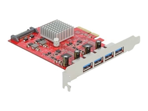 Delock PCI Express x4 Card to 4 x external SuperSpeed USB 10 Gbps (USB 3.2 Gen 2) USB Type-A female - USB-adapter - PCIe 3.0 x4 - USB 3.2 Gen 2 x 4