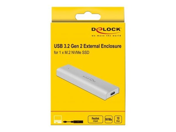 Delock - Lagringspakke - M.2 NVMe-kort - USB 3.2 (Gen 2) - sølv