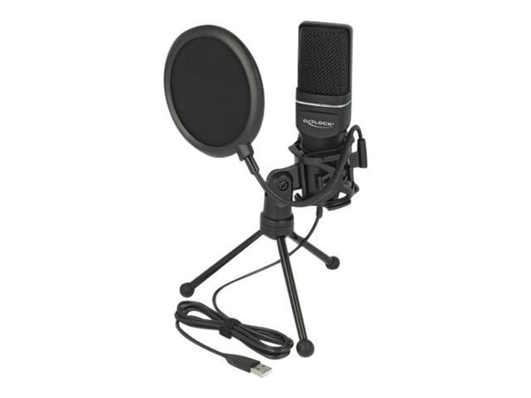 Delock USB Condenser Microphone Set for Podcasting, Gaming and Vocals - Mikrofon - USB - svart