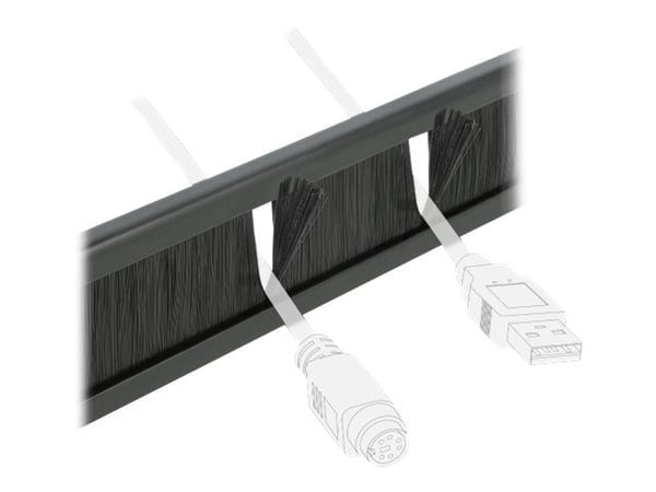 Delock - Panel med rektangulär kabelgenomgång - rackmontering - svart - 1U - 10"