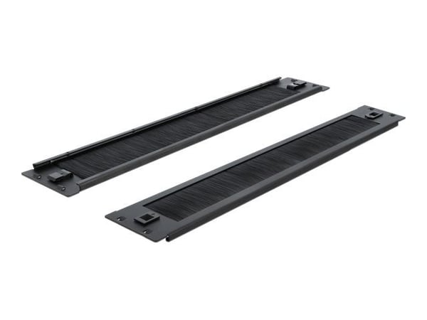 Delock - Panel med rektangulär kabelgenomgång - rackmontering - svart - 2U - 19"
