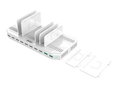 Unitek Smart Charging Station - Latausasema + verkkovirtasovitin - 96 Watt - 2,4 A - QC 3.0 - 10 lähtöliitäntää (USB)