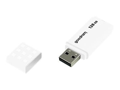 Goodram UME2, 128 GB, USB A-tyyppi, 2.0, 20 MB/s, Suojus, Valkoinen
