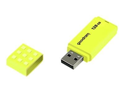 Goodram UME2, 128 GB, USB A-tyyppi, 2.0, 20 MB/s, Suojus, Keltainen Goodram UME2, 128 GB, USB A-tyyppi, 2.0, 20 MB/s, Suojus, Keltainen