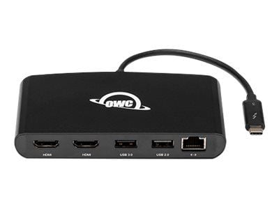 OWC 5 Port Thunderbolt 3 min-Dock 2 x HDMI, features 2 x HDMI 4K60, USB 3, USB 2, 1GBe Network