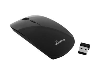 MediaRange MROS215 - Mus - optisk - 3 knapper - trådløs - 2.4 GHz - USB trådløs mottaker - skinnende svart