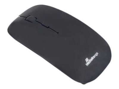MediaRange MROS215 - Mus - optisk - 3 knappar - trådlös - 2.4 GHz - trådlös USB-mottagare - glänsande svart