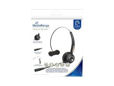 MediaRange MROS305 - Hodesett - on-ear - Bluetooth - trådløs - svart