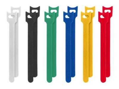 Lanberg ORG01-MT150-MC6, Koukullinen ja lenkillinen nippuside, Kangas, Musta, Sininen, Vihreä, Punainen, Valkoinen, Keltainen, 150 mm, 12 mm, 12 kpl